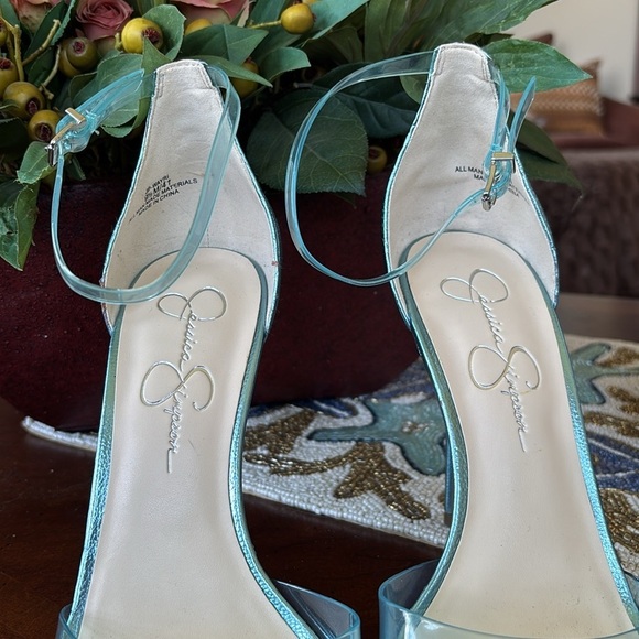 Brand New Jessica Simpson Wayri Stiletto Heels Sandals Lucite Chainlink Blue - Picture 5 of 15